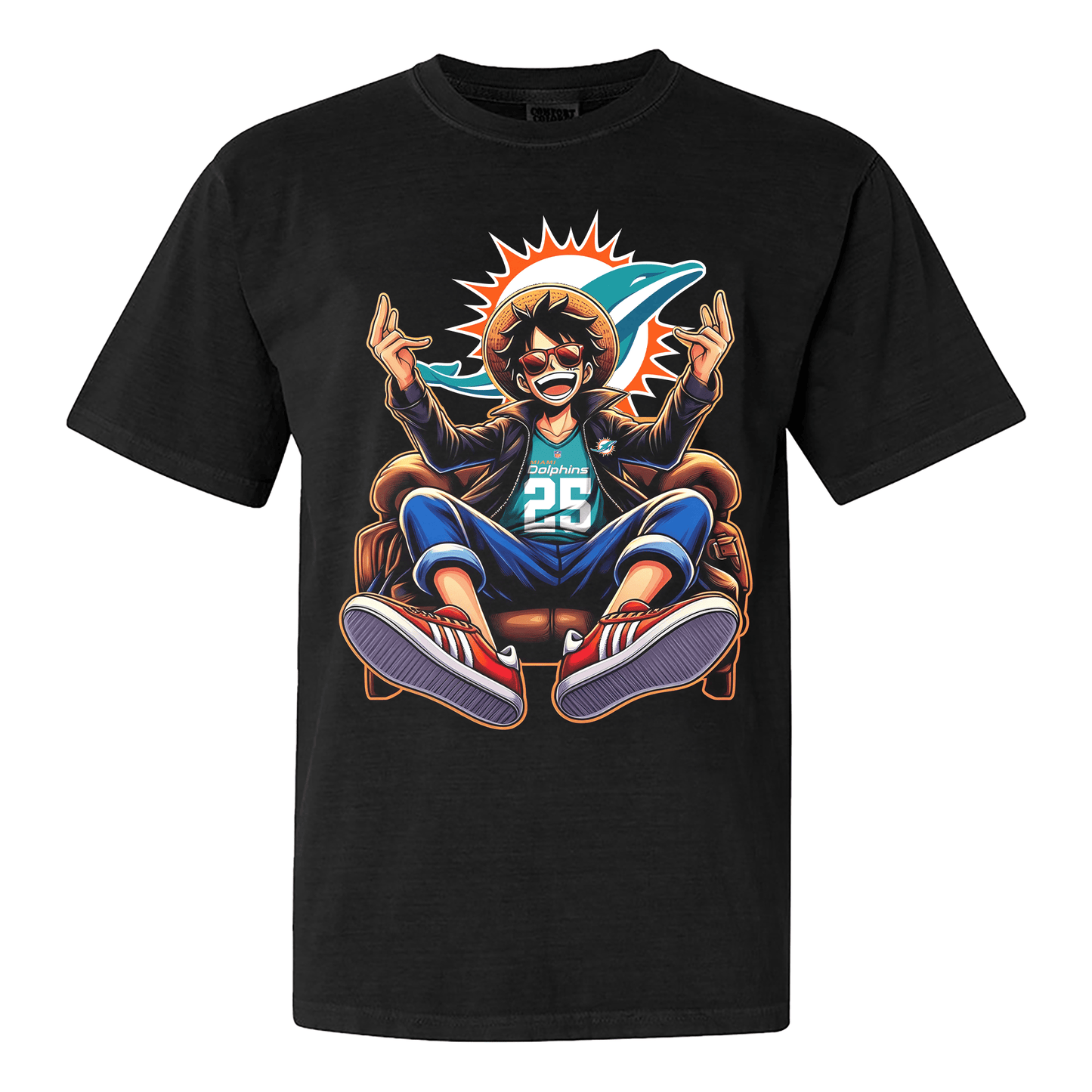 Miami Dolphins Luffy T-shirt - Black