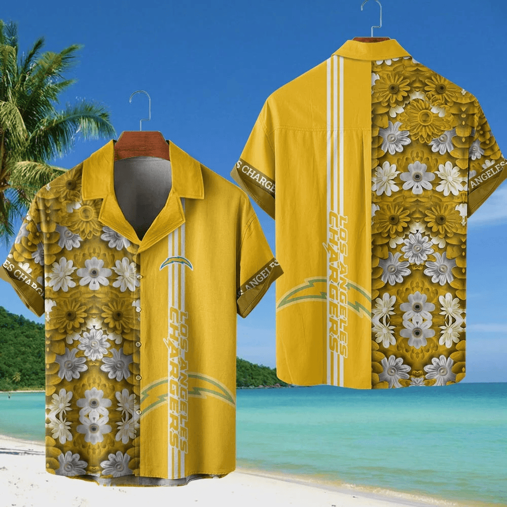 Los Angeles Chargers NFL Flower Hawaiian Shirt - Yellow