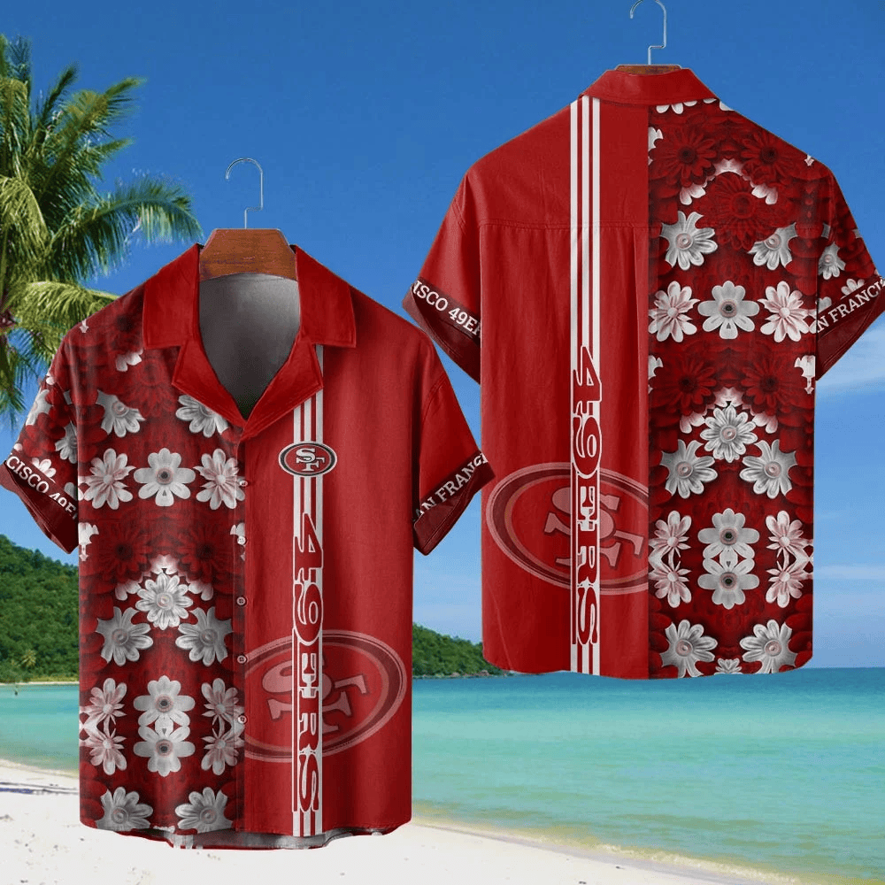 San Francisco 49ers NFL Flower Hawaiian Shirt - Red