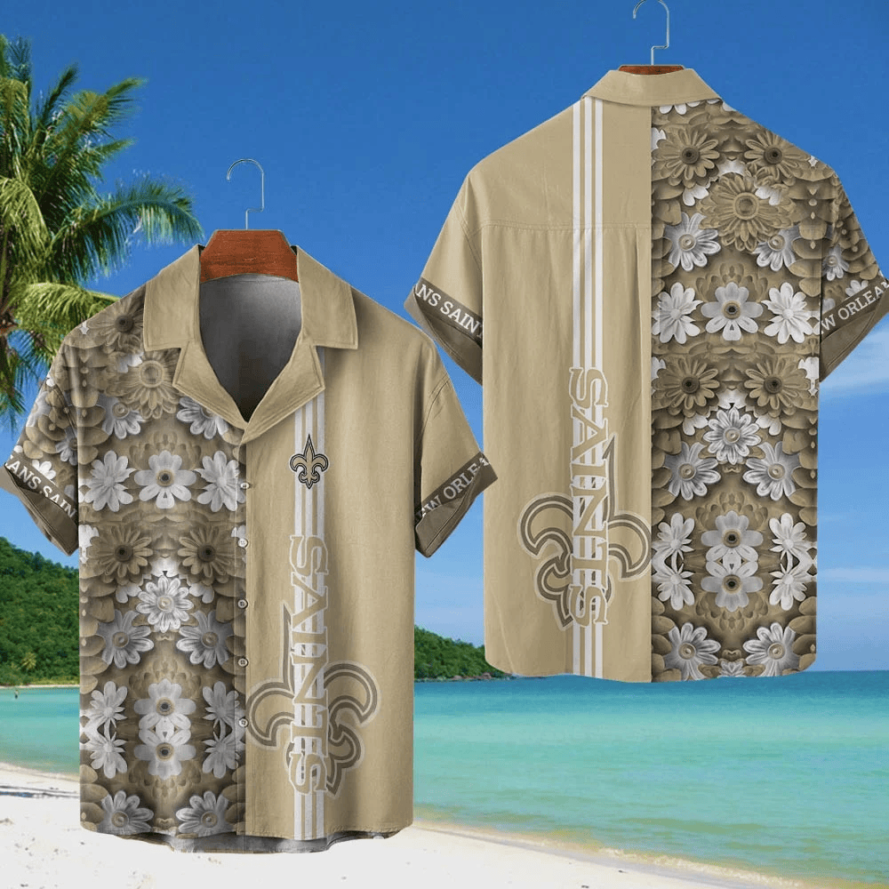 New Orleans Saints NFL Flower Hawaiian Shirt - Cream
