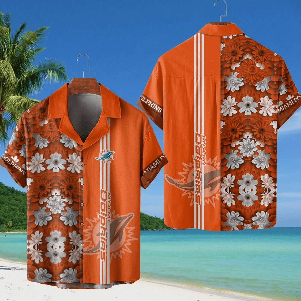 Miami Dolphins NFL Flower Hawaiian Shirt - Orange