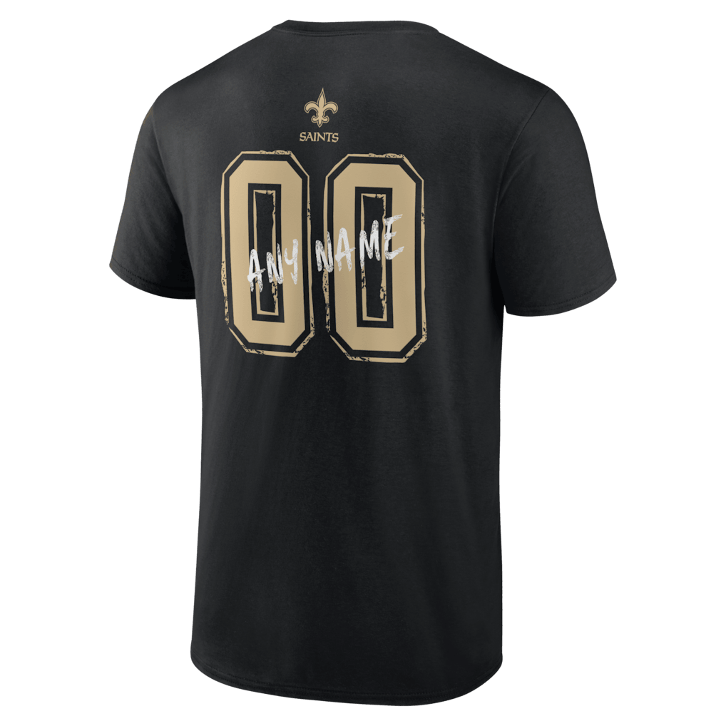 New Orleans Saints Hustle Custom Name & Number T-Shirt - Black