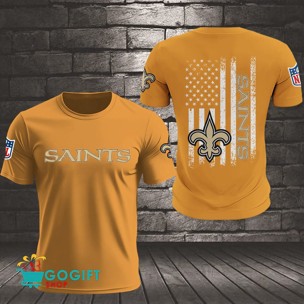 New Orleans Saints US Flag Vintage Style All Over Printed T-shirt