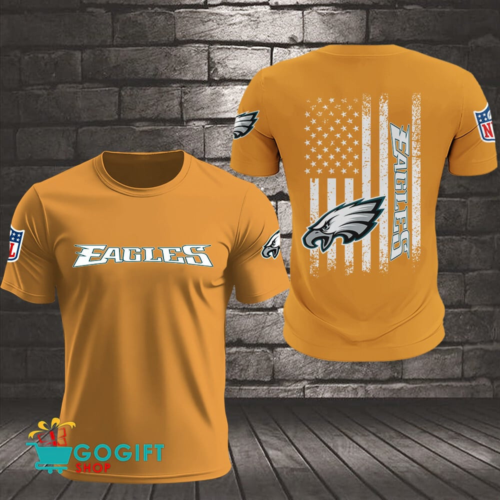 Philadelphia Eagles US Flag Vintage Style All Over Printed T-shirt