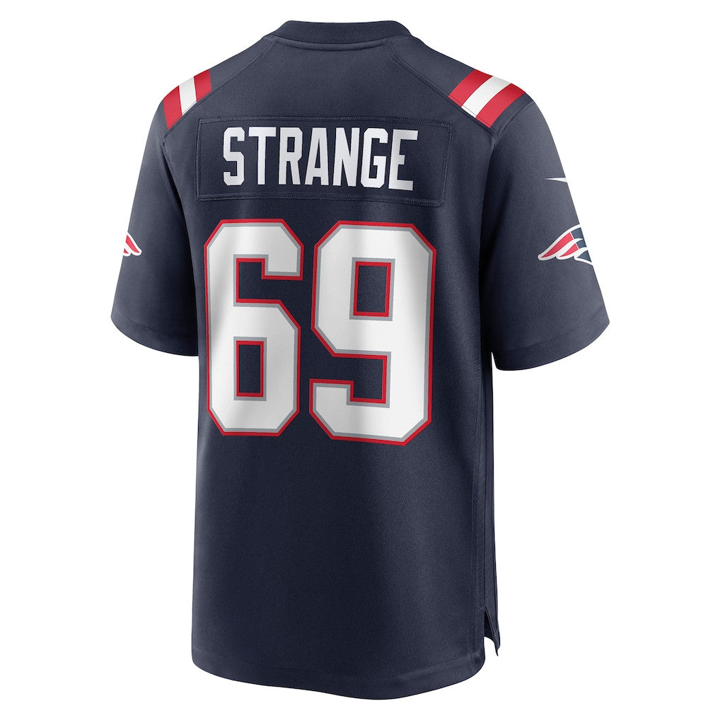Cole Strange 69 New England Patriots 2026 Super Bowl LX Game Jersey - Navy