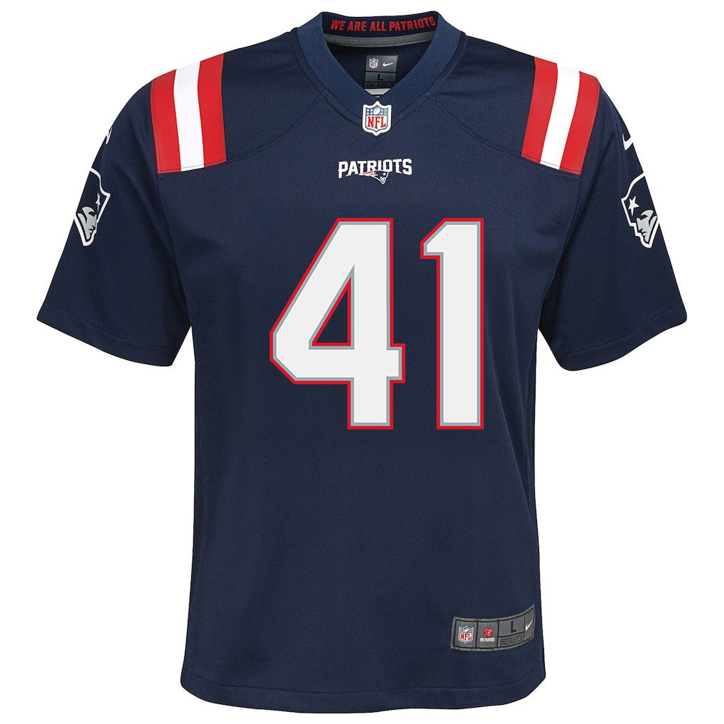 Brenden Schooler 41 New England Patriots YOUTH 2026 Super Bowl LX - Game Jersey - Navy