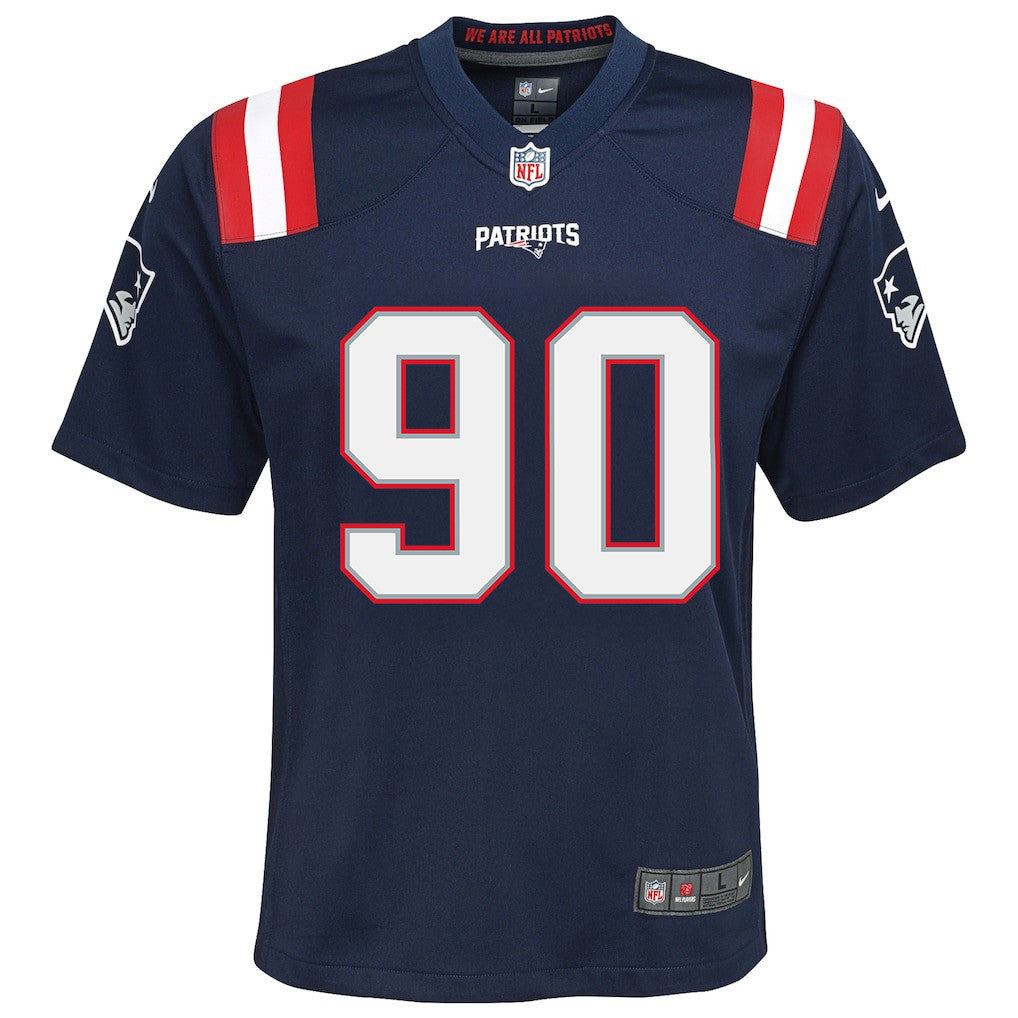 Christian Barmore 90 New England Patriots YOUTH 2026 Super Bowl LX - Game Jersey - Navy