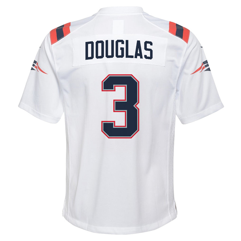 DeMario Douglas 3 New England Patriots YOUTH 2026 Super Bowl LX - White Game Jersey