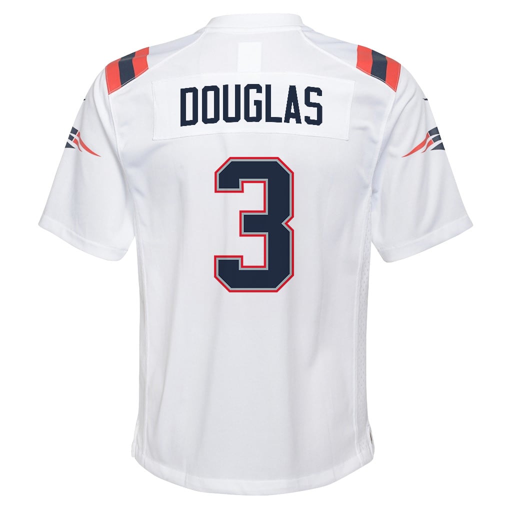 DeMario Douglas 3 New England Patriots YOUTH 2026 Super Bowl LX - White Game Jersey