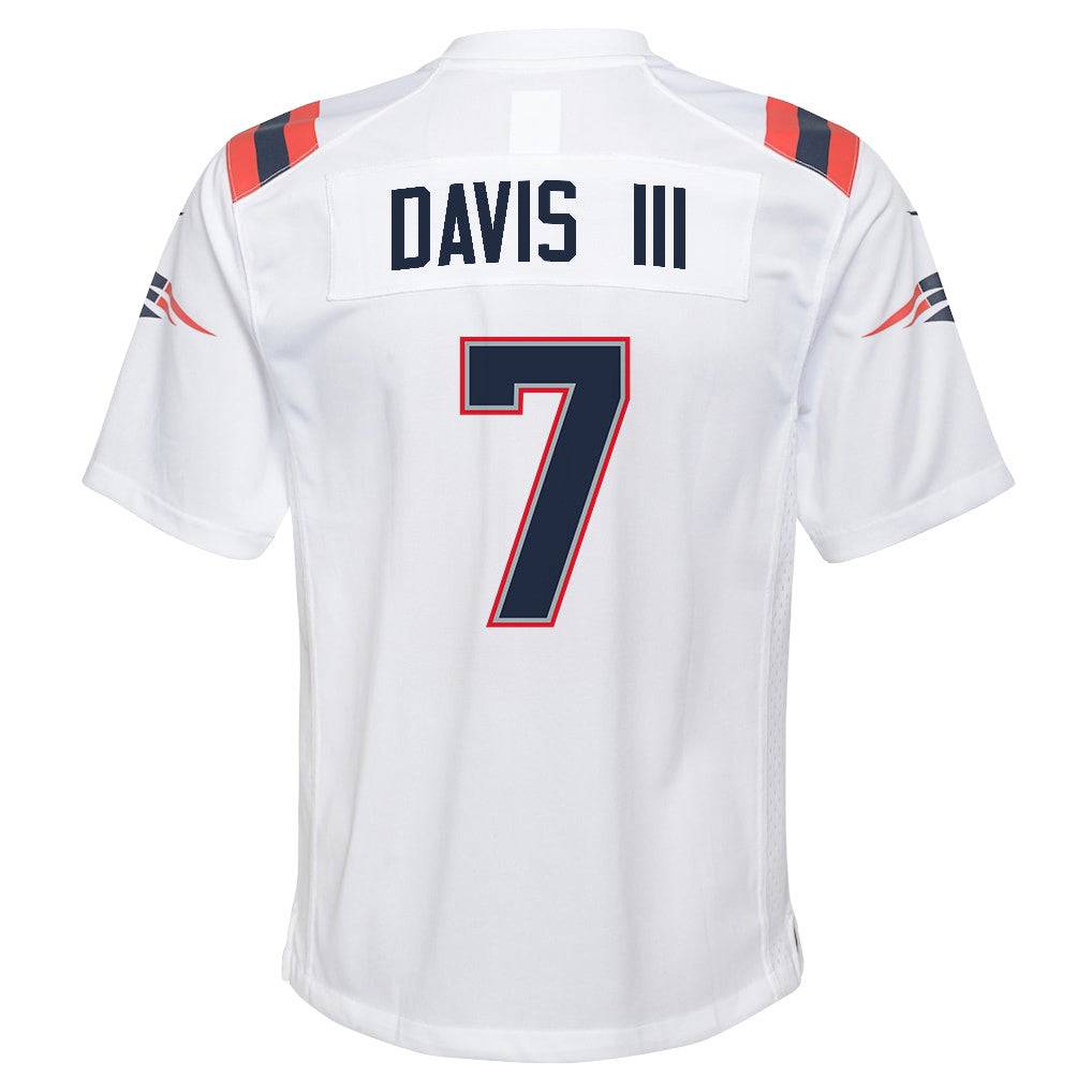 Carlton Davis III 7 New England Patriots YOUTH 2026 Super Bowl LX - White Game Jersey