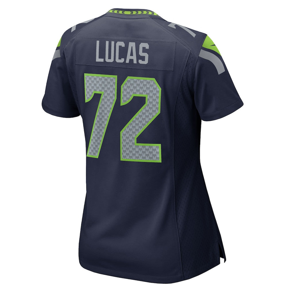 Abraham Lucas 72 Seattle Seahawks 2026 Super Bowl LX - Women Navy Game Jersey