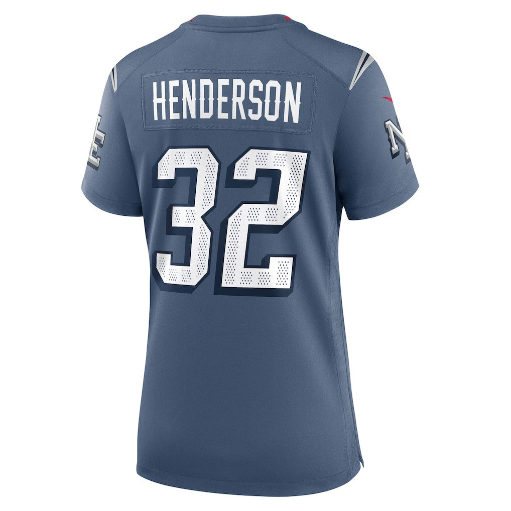 TreVeyon Henderson 32 New England Patriots 2026 Super Bowl LX - Women's Rivalries Game Jersey - Storm Blue