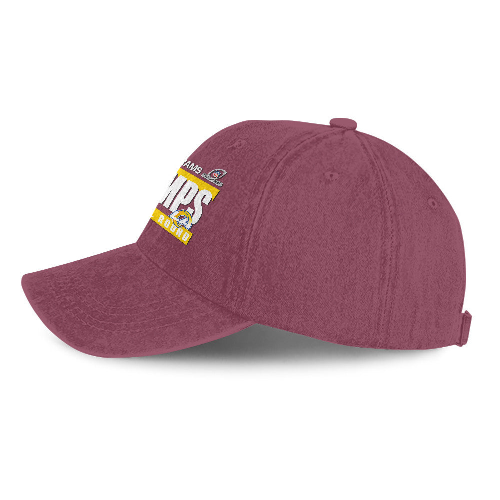 Los Angeles Rams Divisional Champs 25/26 Washed Cotton Cap – Printed Graphic - Burgundy