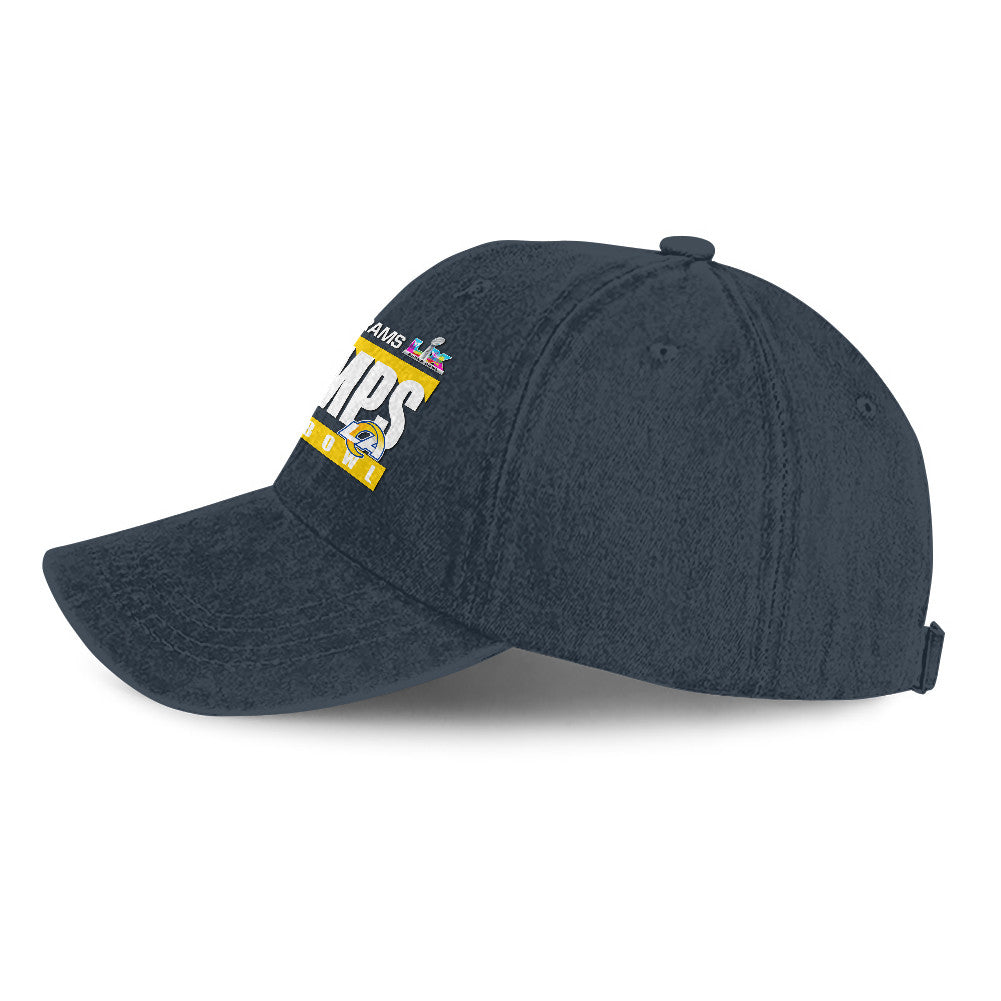Los Angeles Rams Super Bowl LX Champs 25/26 Washed Cap – Printed Graphic - Navy