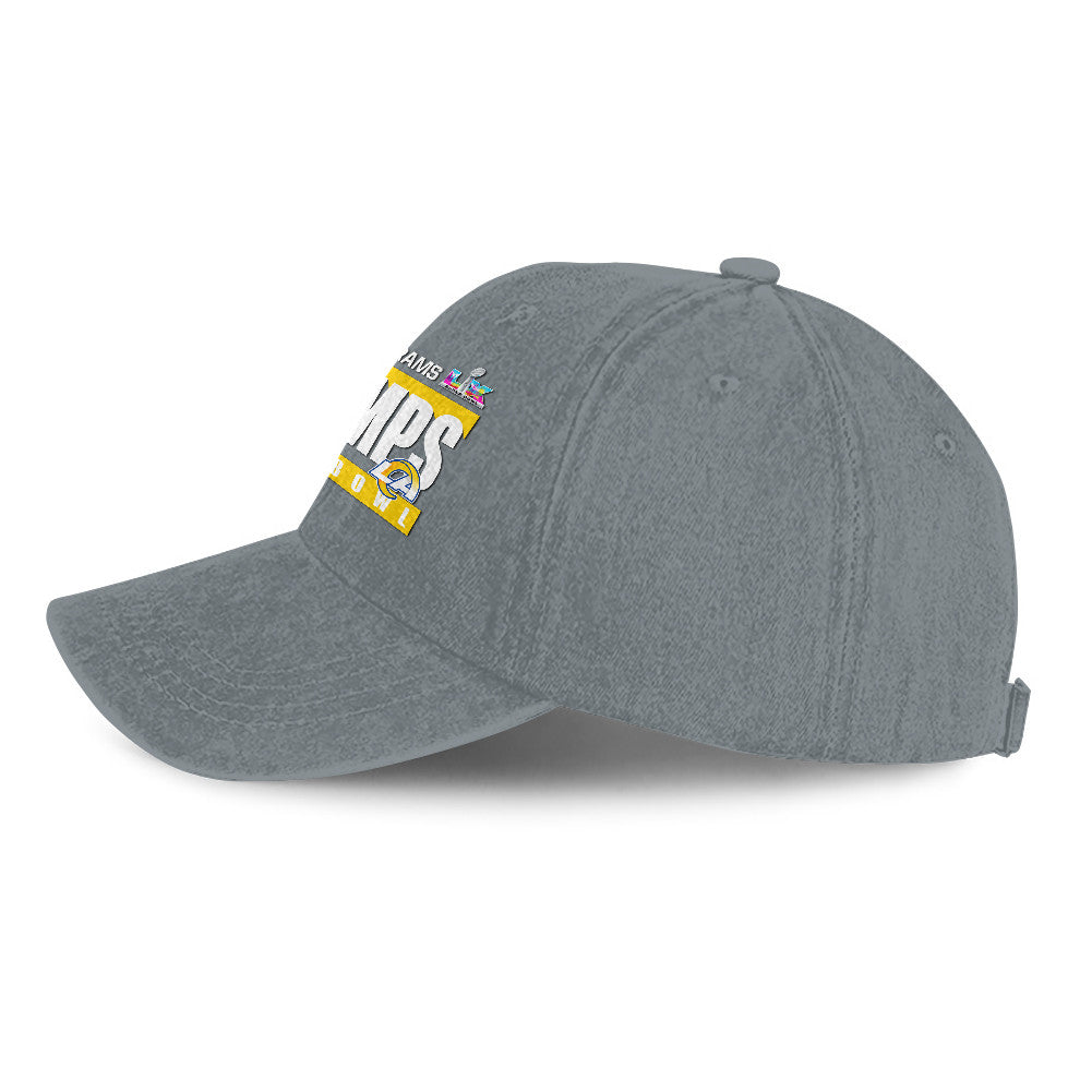 Los Angeles Rams Super Bowl LX Champs 25/26 Washed Cap – Printed Graphic - Light Grey