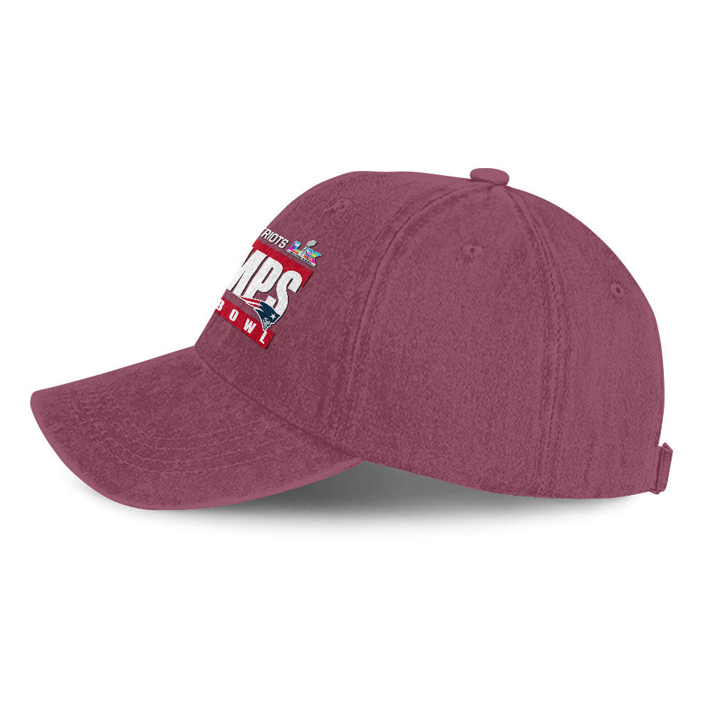 New England Patriots Super Bowl LX Champs 25/26 Washed Cap – Printed Graphic - Burgundy