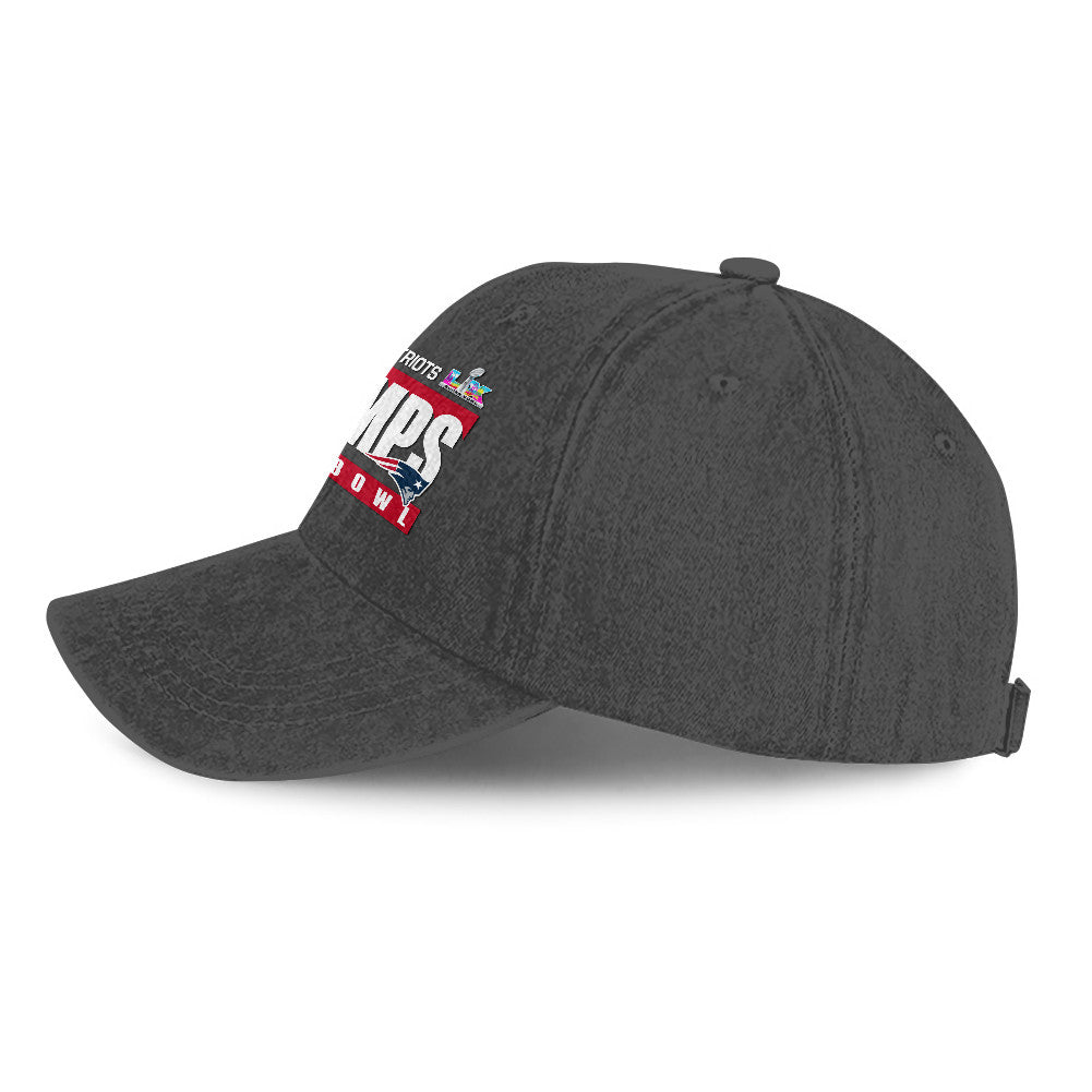 New England Patriots Super Bowl LX Champs 25/26 Washed Cap – Printed Graphic - Dark Grey