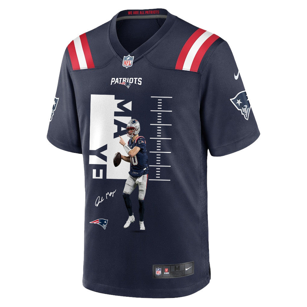 Drake Maye 10 New England Patriots Super Bowl LX Elite Performer Men Jersey – Navy