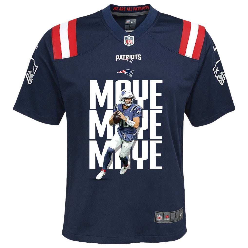 Drake Maye 10 New England Patriots Super Bowl LX Leadership Edition YOUTH Jersey – Navy