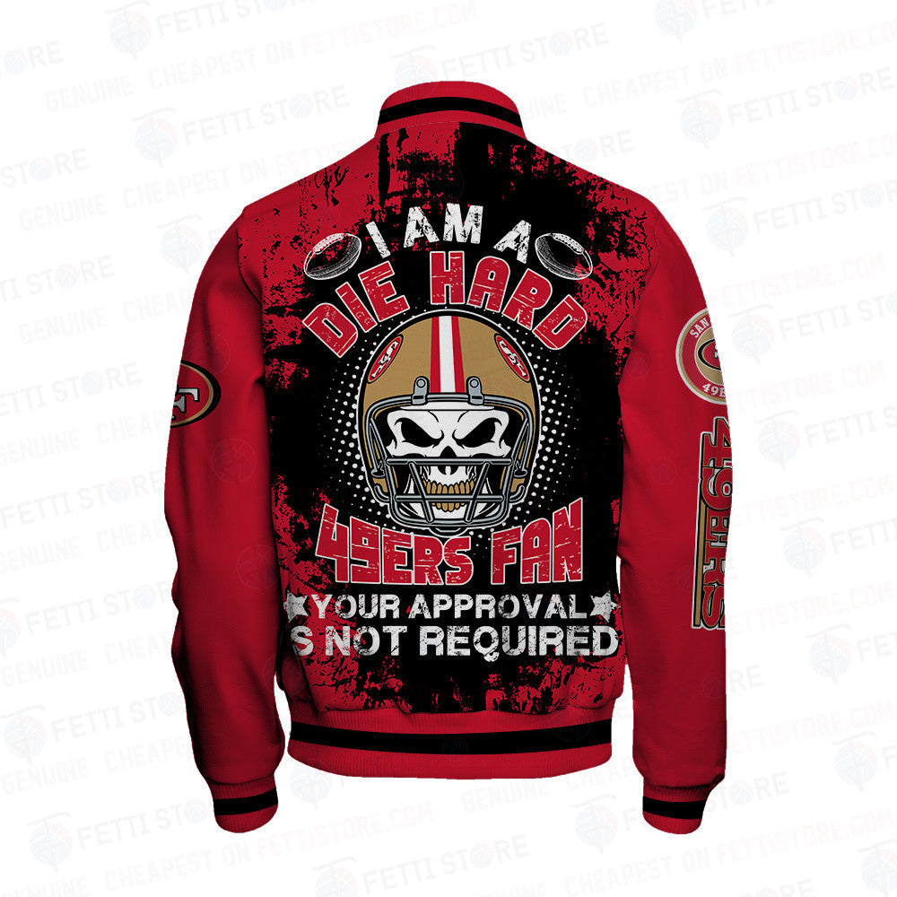 San Francisco 49ers Skull Helmet Halloween Pattern Varsity Jacket - All-Over-Printed Jacket