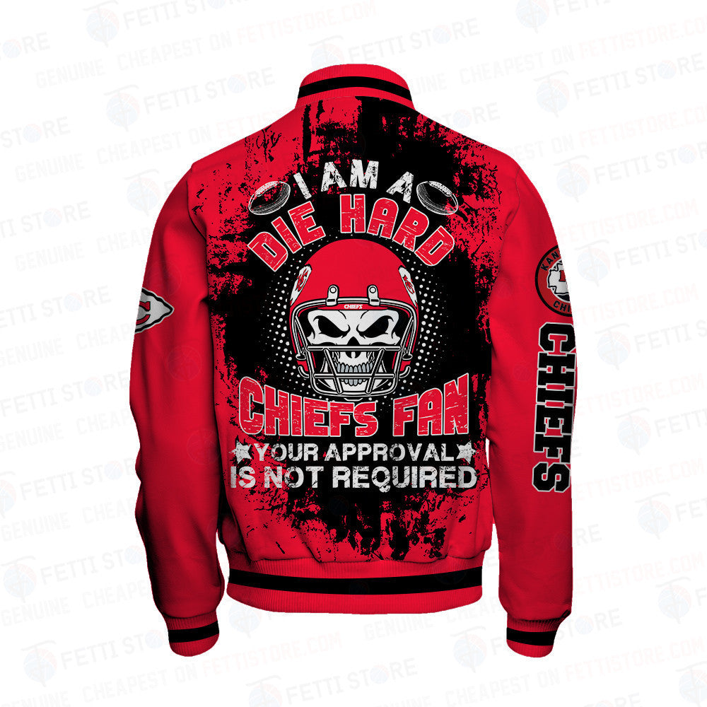 Kansas City Chiefs Skull Helmet Halloween Pattern Varsity Jacket - All-Over-Printed Jacket