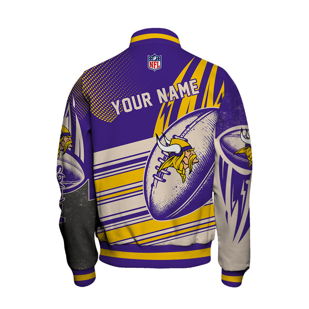Minnesota Vikings - National Football League Customized AOP Varsity Jacket V10 - All-Over-Printed Jacket