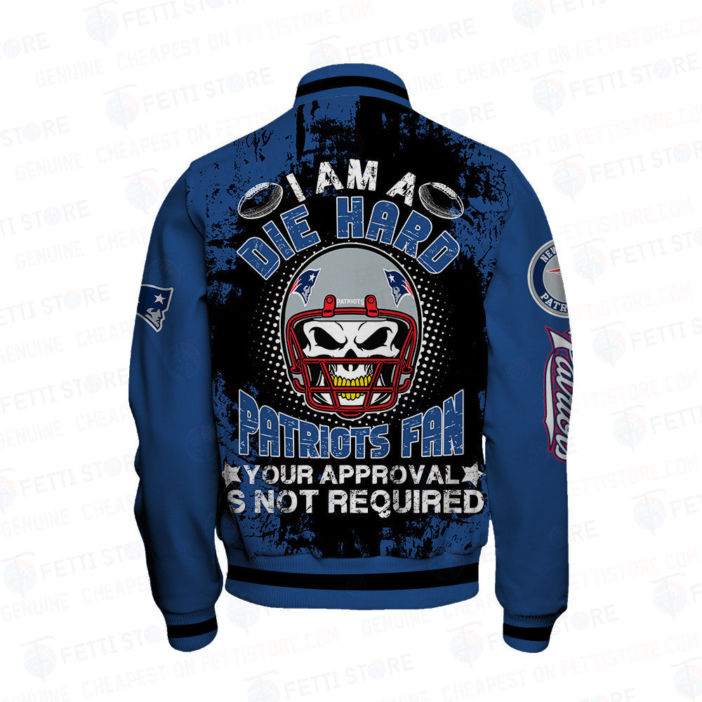 New England Patriots Skull Helmet Halloween Pattern Varsity Jacket - All-Over-Printed Jacket