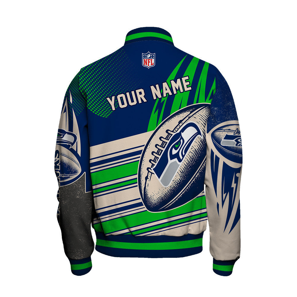 Seattle Seahawks - National Football League Customized AOP Varsity Jacket V10 - All-Over-Printed Jacket