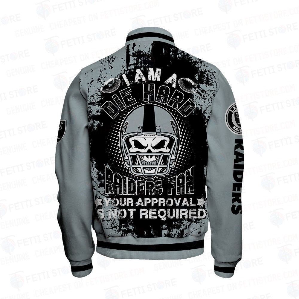 Las Vegas Raiders Skull Helmet Halloween Pattern Varsity Jacket - All-Over-Printed Jacket