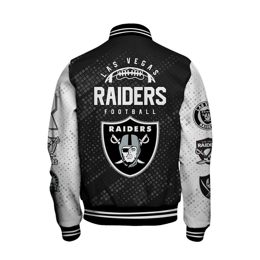 Las Vegas Raiders National Football League Pattern Varsity Jacket SH1 V3 - All-Over-Printed Jacket