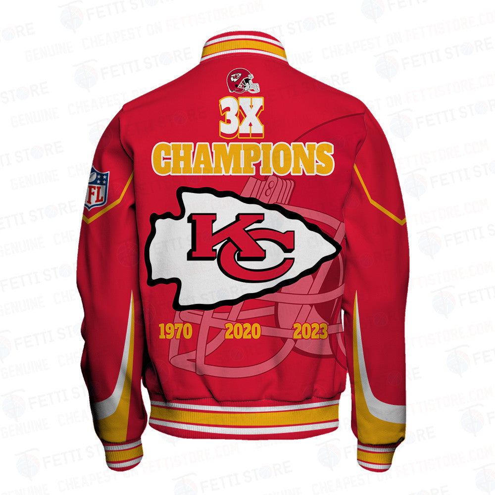 Kansas City Chiefs 3X Super Bowl Champions Varsity Jacket - All-Over-Printed Jacket