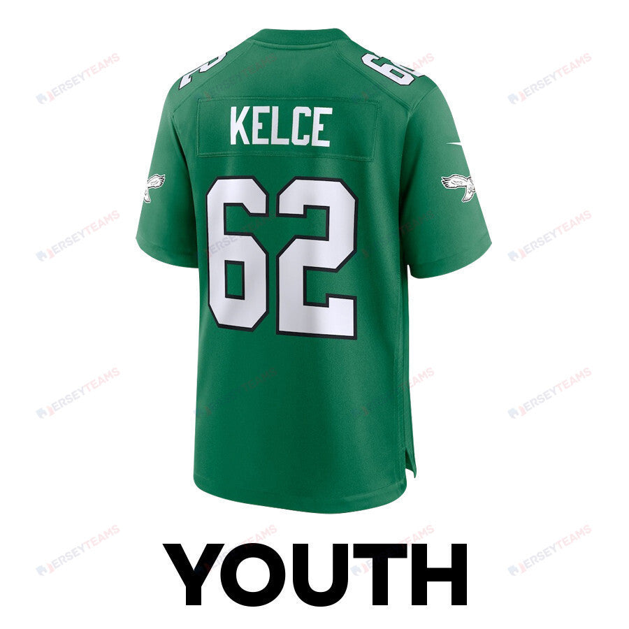 Jason Kelce 62 Philadelphia Eagles Legacy Game YOUTH Jersey - Green