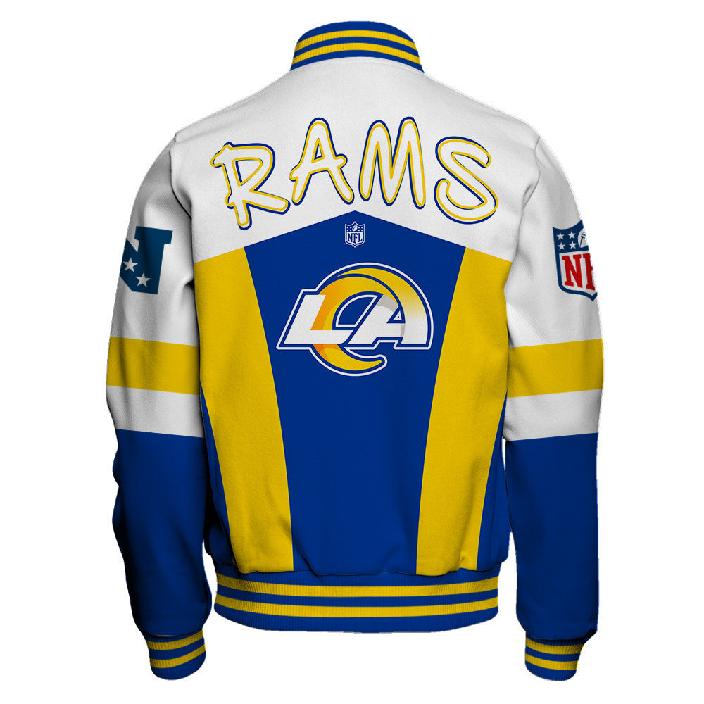 Los Angeles Rams Unique Double-Striped Cuff, Retro Style Varsity Jacket