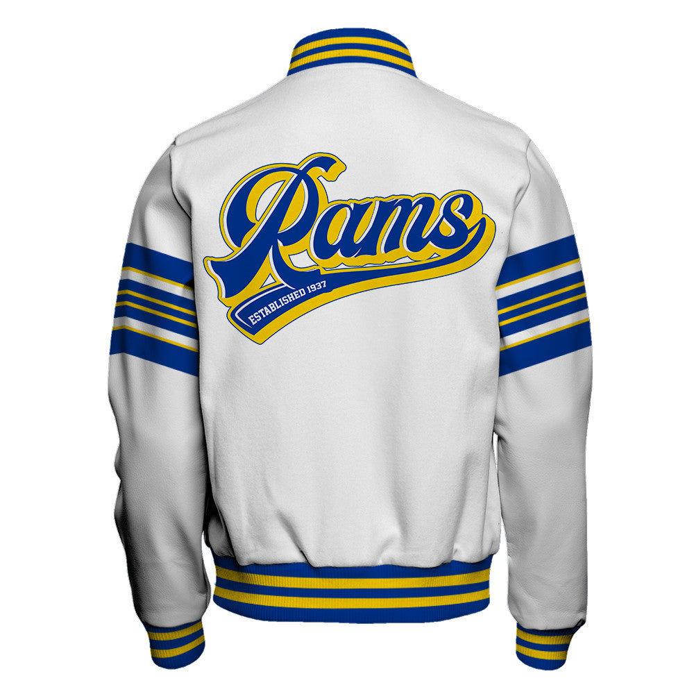 Los Angeles Rams Classic Colorway, Bold Embroidered Art Logo Details Varsity Jacket