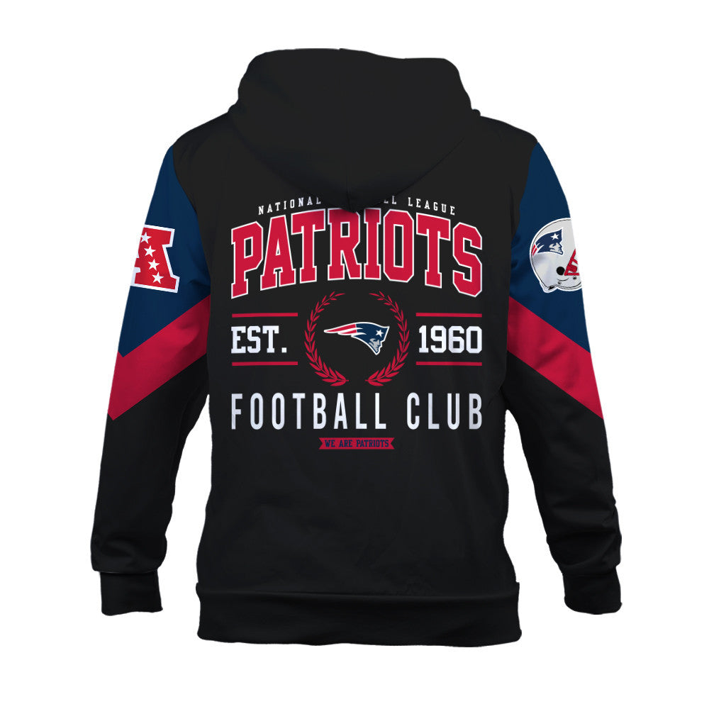 New England Patriots Football Club Iconic Logo Patriots Nation 3D Zip Hoodie