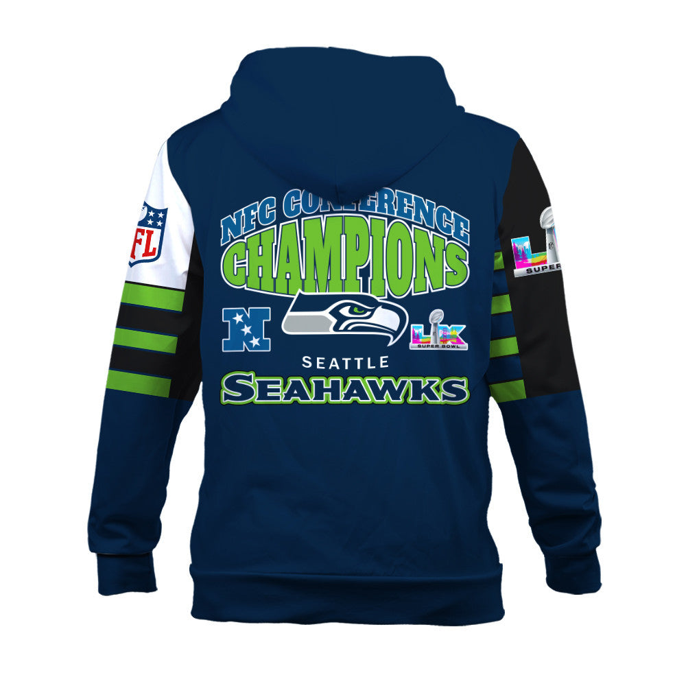 Seattle Seahawks 2025 NFC Conference Champions: The Ultimate Victory 3D Hoodie