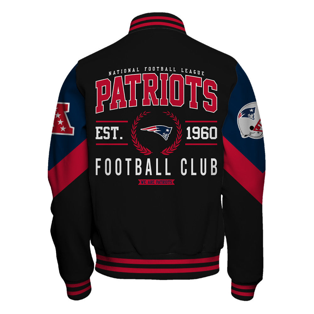 New England Patriots Football Club Iconic Logo Patriots Nation Varsity Jacket