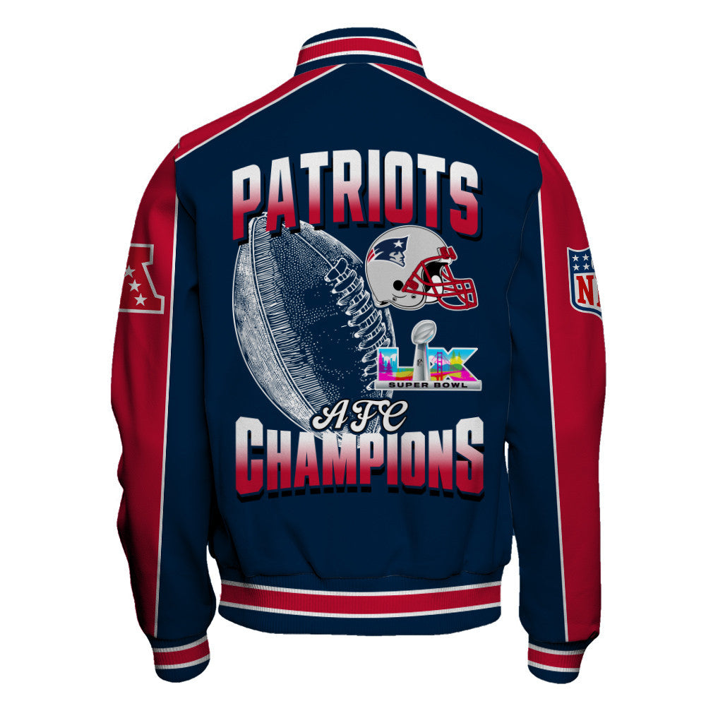 New England Patriots Courage & Glory 2025 AFC Conference Champions Varsity Jacket