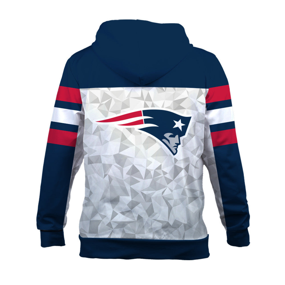 NFL New England Patriots Game Day Essential White/Navy 3D Zip Hoodie