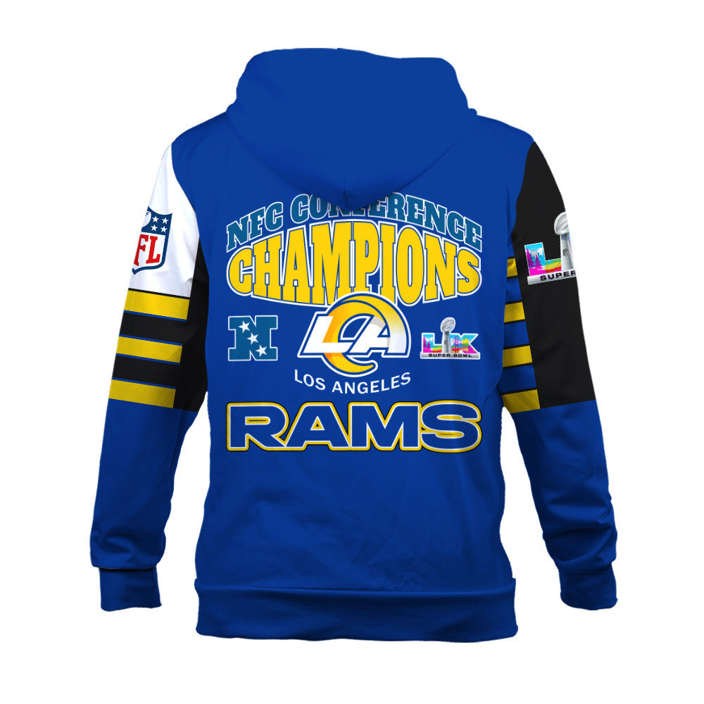 Los Angeles Rams 2025 NFC Conference Champions: The Ultimate Victory 3D Hoodie