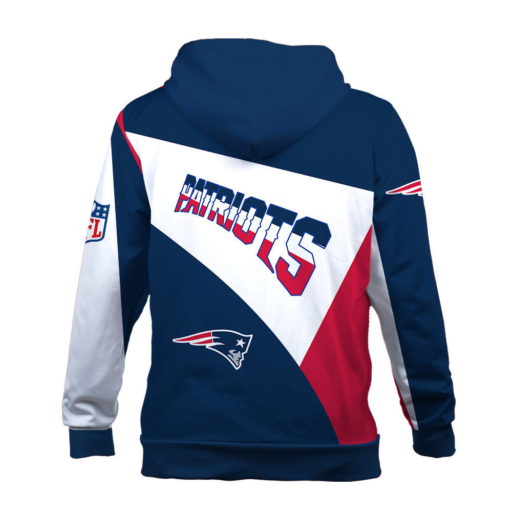 NFL New England Patriots Team Color Pride Exclusive Design 3D Zip Hoodie