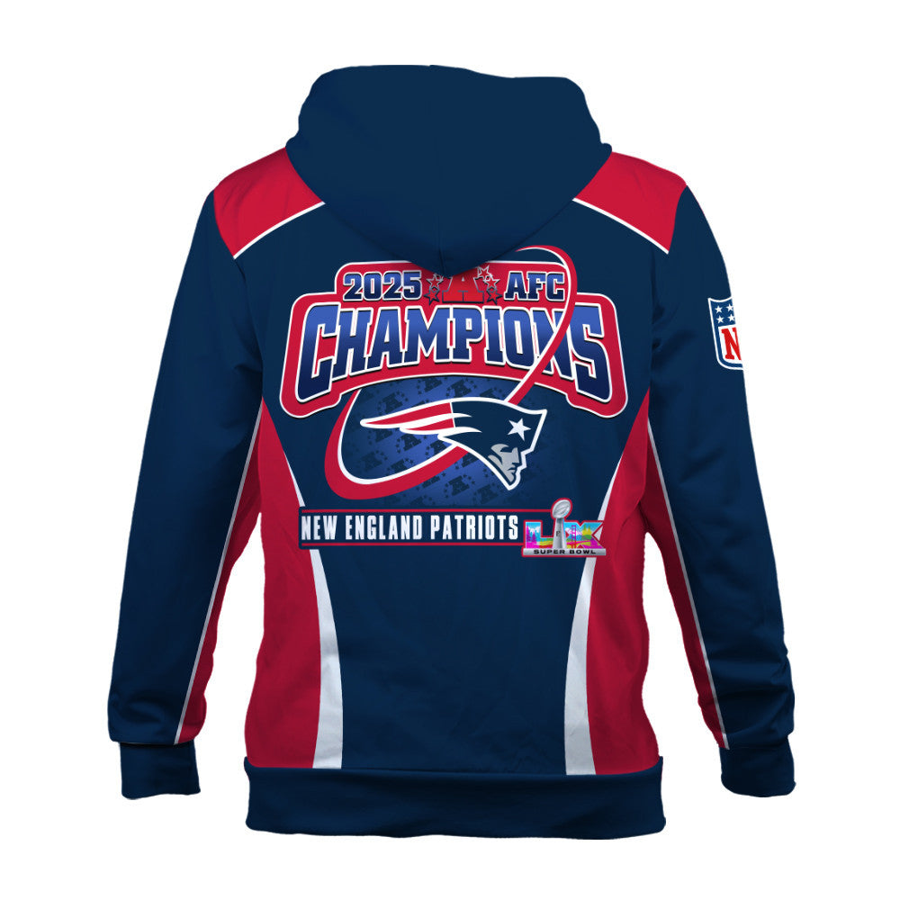 New England Patriots 2025 AFC Champions – The Peak of Glory Is Back 3D Hoodie