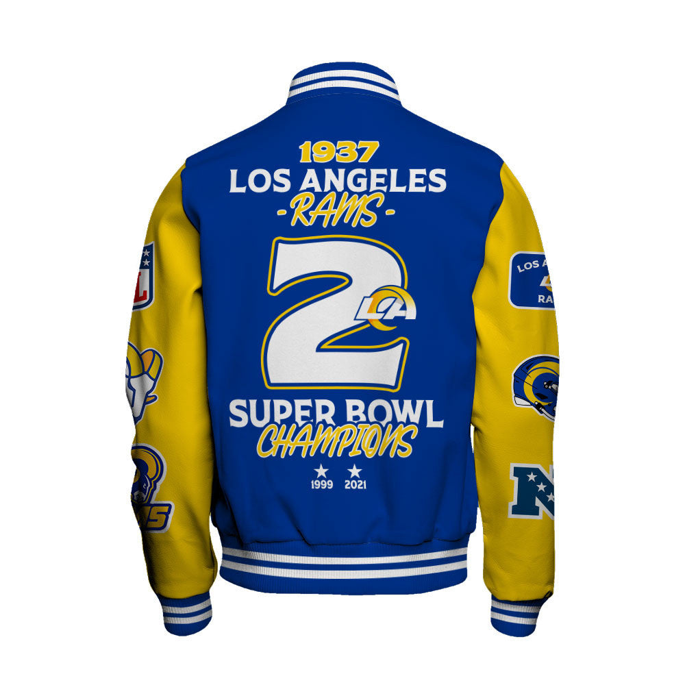 NFL Los Angeles Rams 2X Super Bowl Champions Iconic Design Varsity Jacket