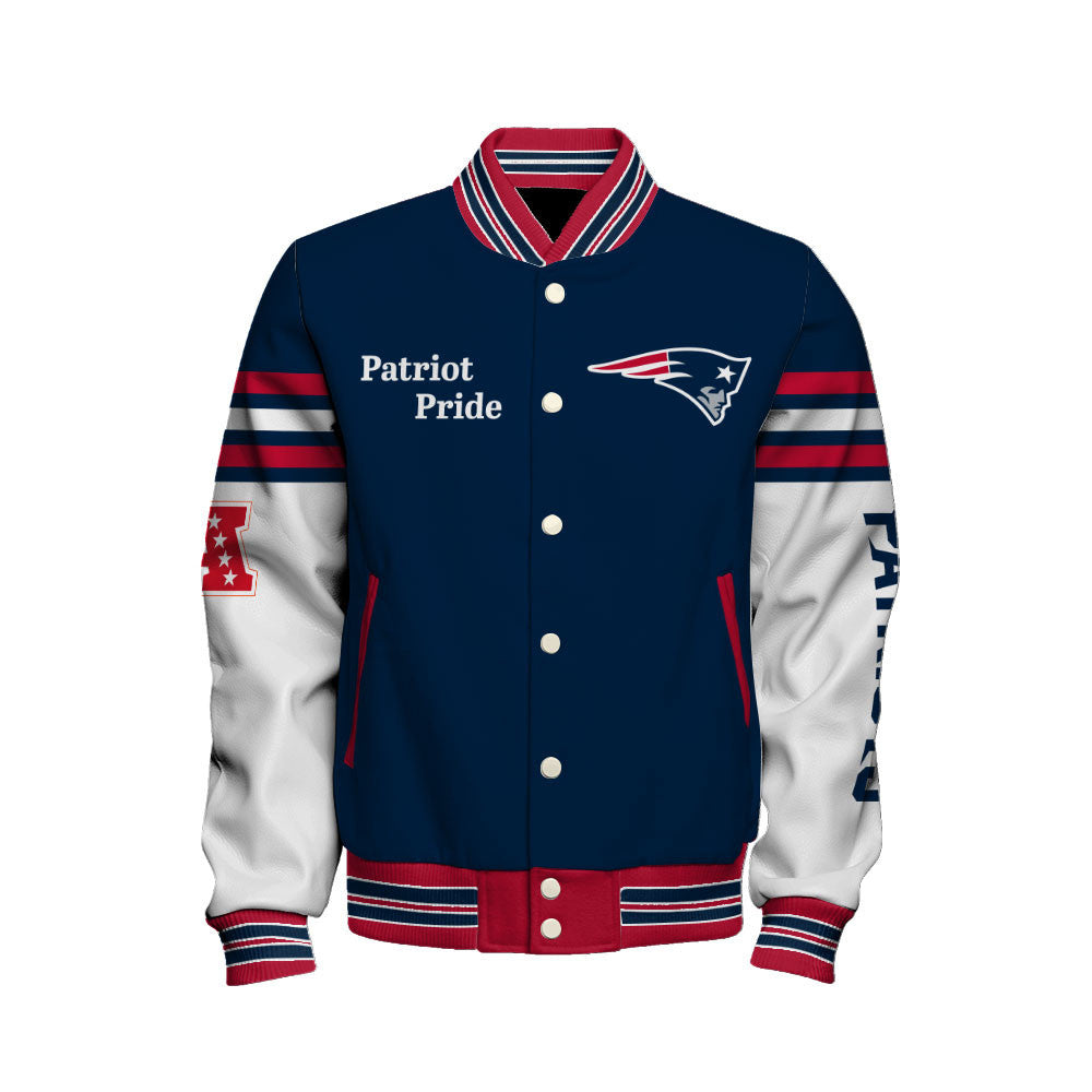 NFL New England Patriots Classic Team Colors Premium Streetwear Varsity Jacket