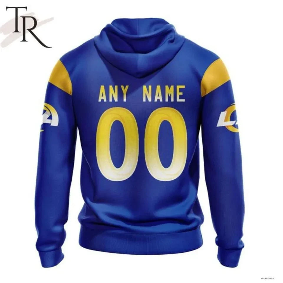 Los Angeles Rams Blue Gold Fan Personalized 3D Pullover Hoodie