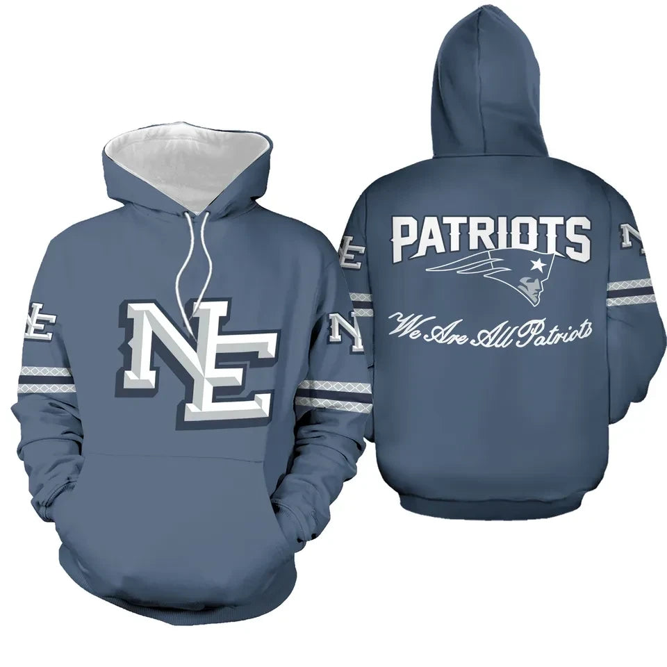 New England Patriots We Are All Patriots Script 3D Pullover Hoodie