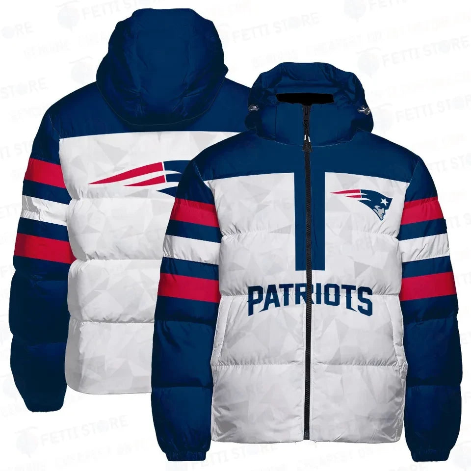 New England Patriots Red White Blue 3D Down Jacket