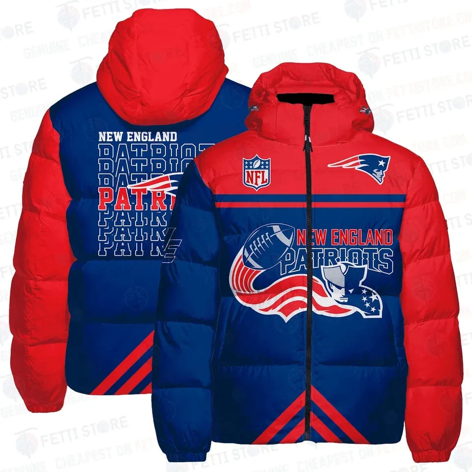 New England Patriots Star Spangled Front Print 3D Down Jacket