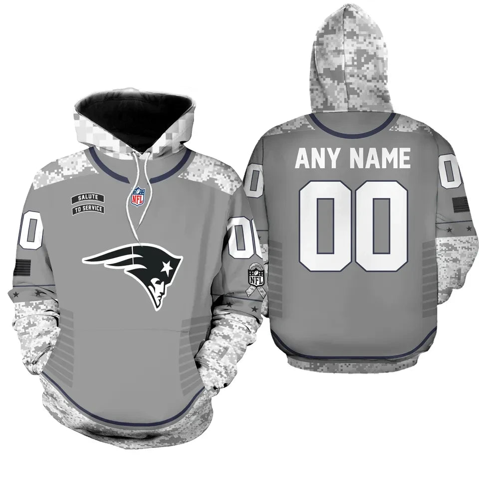 New England Patriots Salute to Service 3D Pullover Hoodie