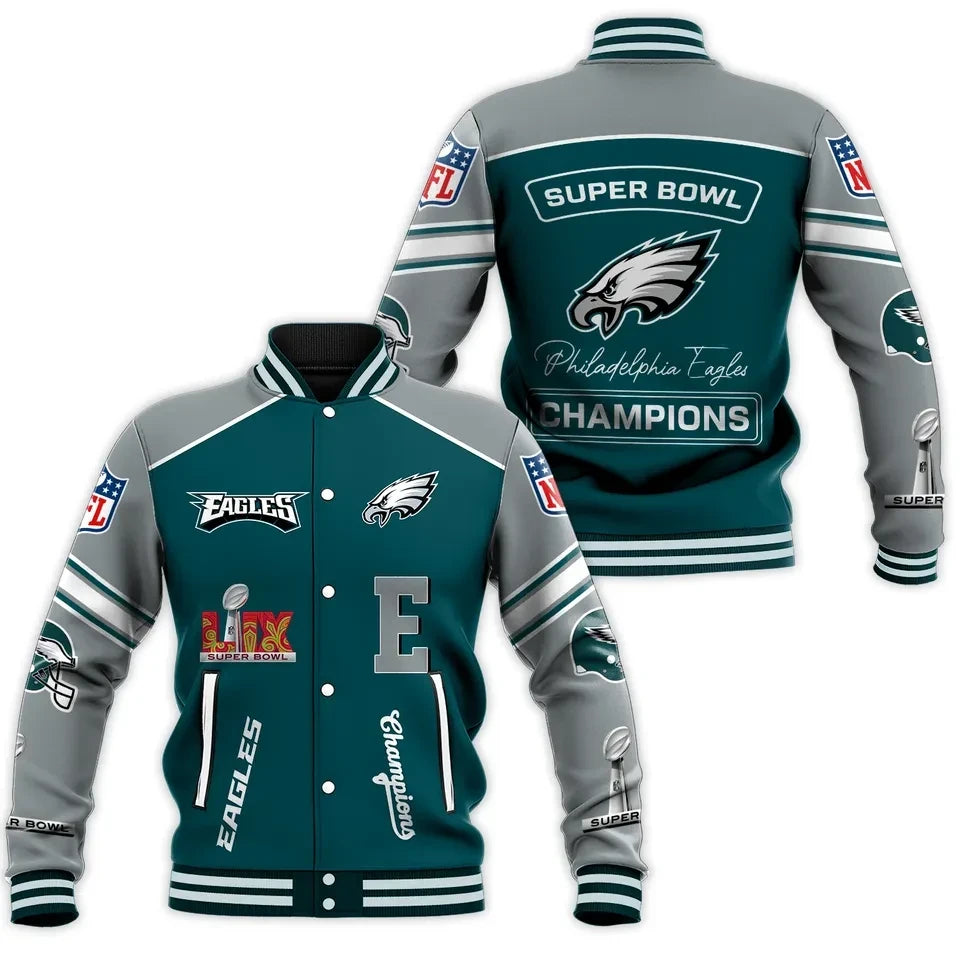 Philadelphia Eagles Multi-Logo Fan Pride 3D Baseball Jacket